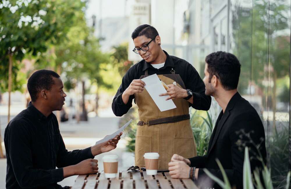 greeting guests in a restaurant