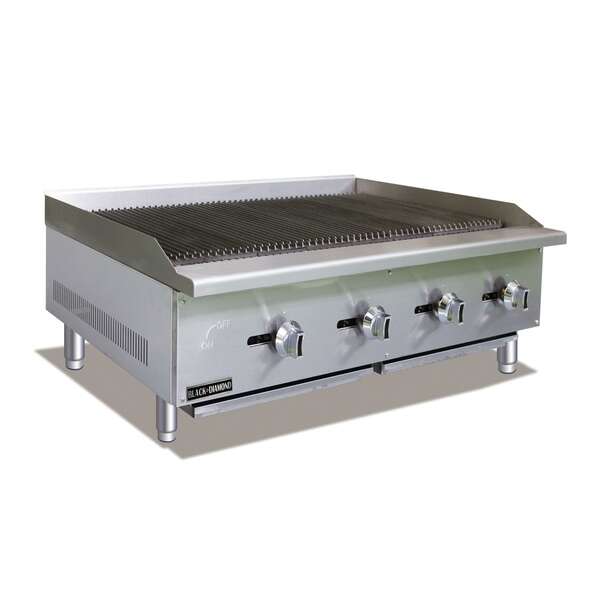 Admiral Craft Equipment Corp Admiral Craft BDECTC-48/NG, 48-inch Black Diamond Gas Countertop Radiant Charbroiler with Manual Controls, 160,000 BTU