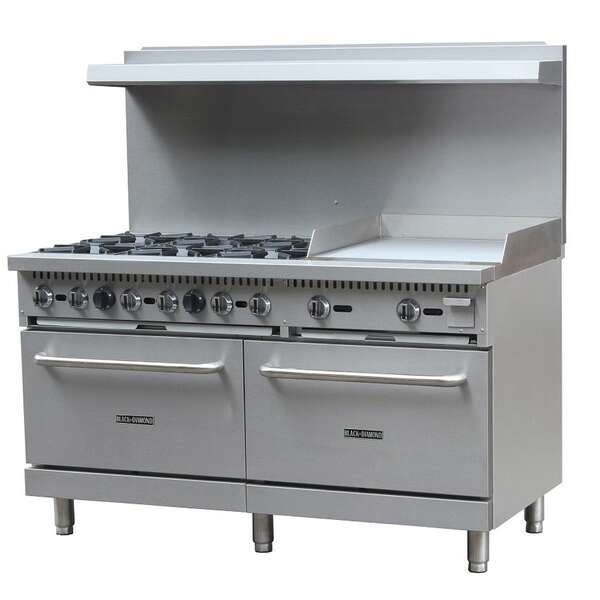 Admiral Craft Equipment Corp Admiral Craft BDGR-6024G/NG, 60-inch 6 Burners Black Diamond Natural Gas Range with 24-inch Griddle, 280,000 BTU