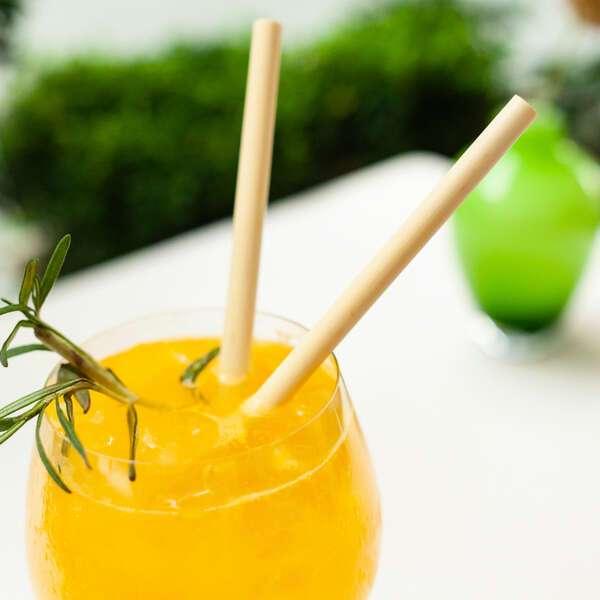 Reeds RE1121-M08, 8.5-Inch Individually Wrapped Beige Reed Jumbo Straws, 200/CS