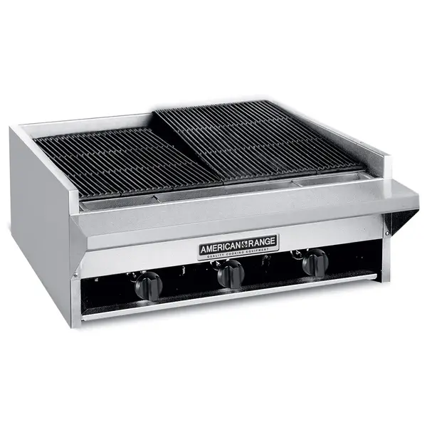 American Range AECB-34, Heavy Duty 34 inch Lava Rock Gas Charbroiler, Counter Model, NSF