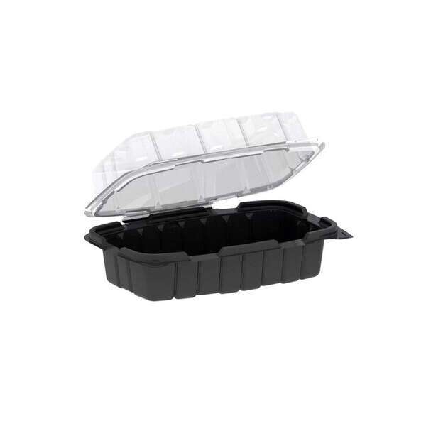 ANCHOR CF6911, 9x6x3.68-Inch 1-Compartment Black PP Deep Hinged Container, 110/CS