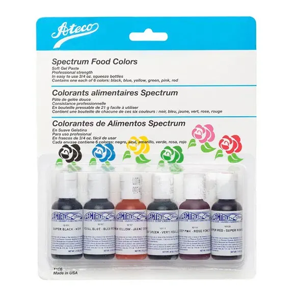 Ateco 1106, Set of 6 Gel Food Colors