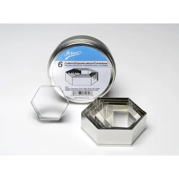 Ateco 5251, Plain Hexagon Cutters, Set of 6