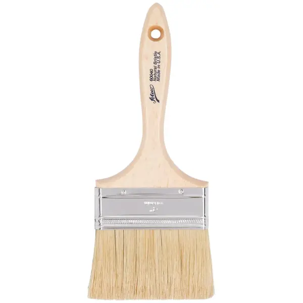 Ateco 60040, 4-Inch Wide Flat Pastry Brush, White Natural Bristles, Stainless Steel Ferrule