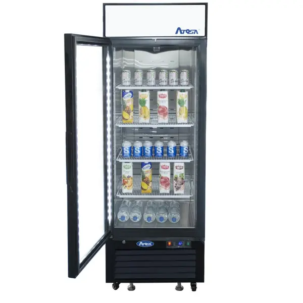 Atosa MCF8722GRL, Black Cabinet One (1) Glass Door Merchandiser Cooler
