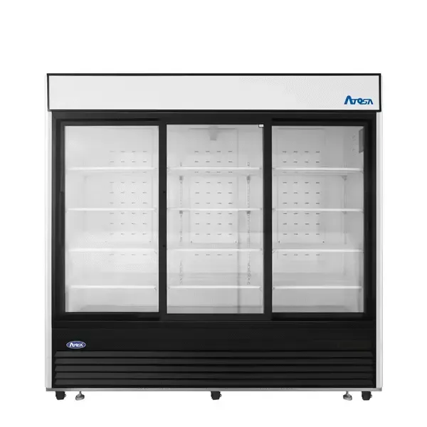 Atosa MCF8729GR, Black Exterior Sliding Glass Door Refrigerator Merchandiser