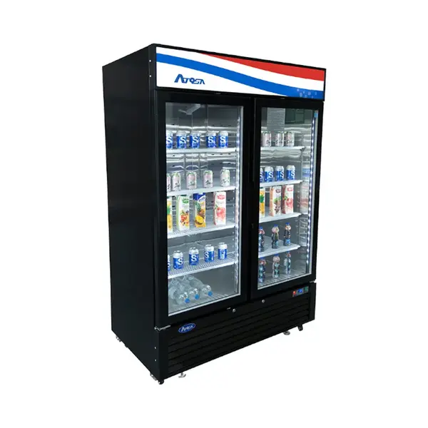 Atosa MCF8732GR Black Exterior Glass Double Door Merchandiser Freezer