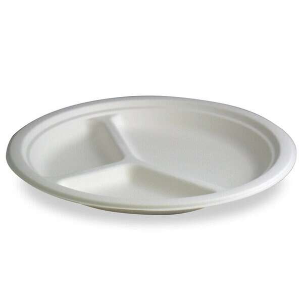 Berkley Square 1289101 9-Inch Bagasse 3-Compartment Plate, 500/CS