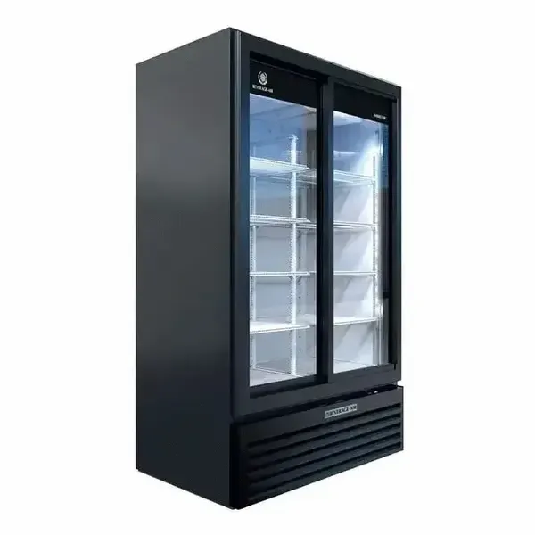 Beverage Air MT49-1-SDB, 47.13-Inch Black 2 Section Sliding Refrigerated Glass Door Merchandiser