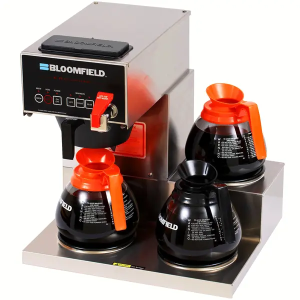 BLOOMFIELD 1072D3F, E.B.C. Three Warmer Stepped Right Automatic Coffee Brewer with Faucet