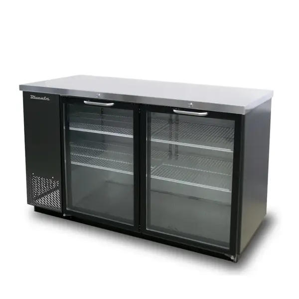 Blue Air BBB59-2BG-HC, 59-inch 2 Glass Doors Black Back Bar and Beverage Cooler, 19.4 Cu. Ft.
