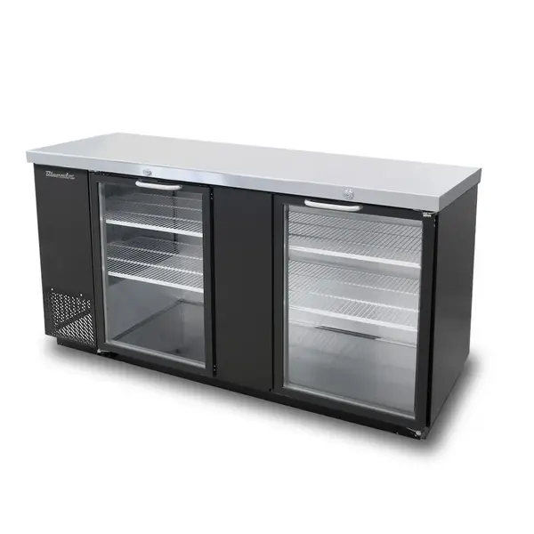 Blue Air BBB69-3BG-HC, 69-inch 2 Glass Doors Black Back Bar and Beverage Cooler, 23.4 Cu. Ft.
