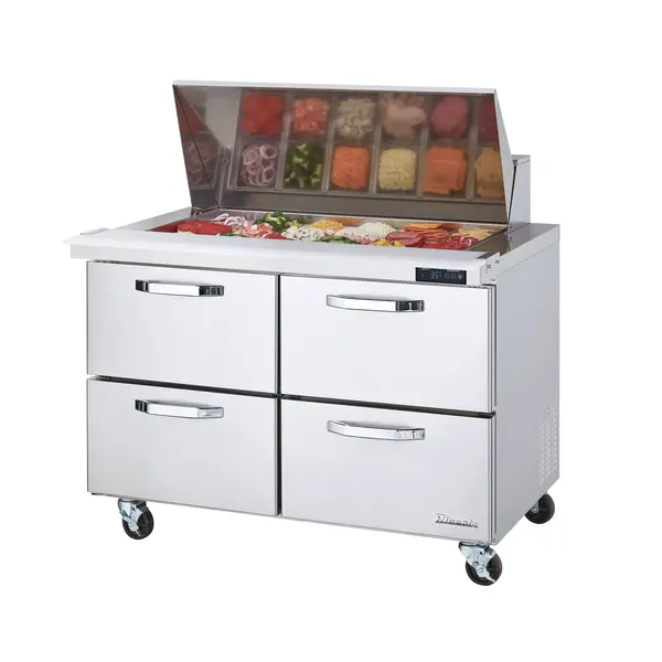 Blue Air BLMT48-D4-HC, 48-inch 4 Drawers Refrigerated Mega Top Sandwich Prep Table, 13 Cu. Ft.