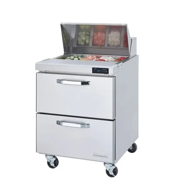 Blue Air BLPT28-D2-HC, 28-inch 2 Drawers Refrigerated Sandwich Prep Table, 7 Cu. Ft.