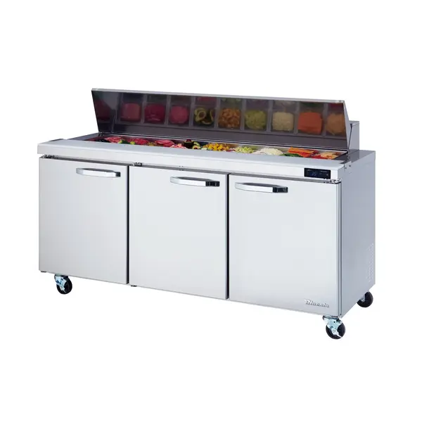Blue Air BLPT72-HC, 72-inch 3 Swing Doors Refrigerated Sandwich Prep Table, 20 Cu. Ft.