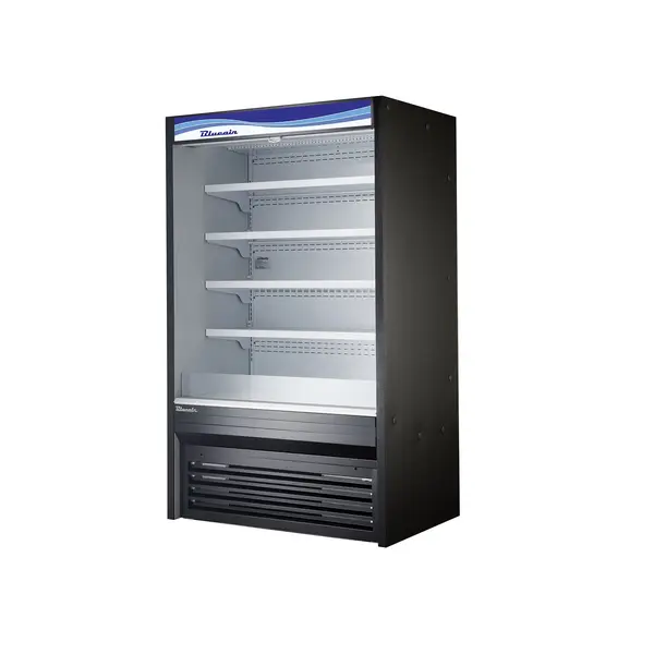 Blue Air BOD-72S, 72-inch Open-Air Black Display Cooler with Solid Side Panels, 41 Cu. Ft.