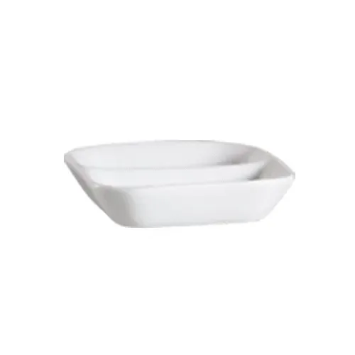 C.A.C. 101-SQ2, 3-Inch Porcelain Bone White Square Lincoln Divided Sauce Dish, 4 DZ/CS