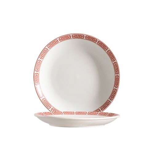 C.A.C. 105-21C, 12-Inch Red Gate Porcelain Coupe Plate, DZ