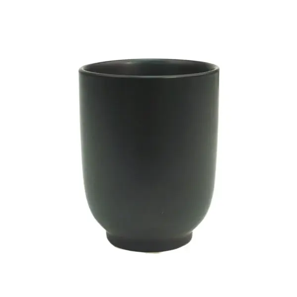 C.A.C. 666-1-BLK, 8 Oz 2.75-Inch Black Non-Glare Glaze Stoneware Cup, 3 DZ/CS