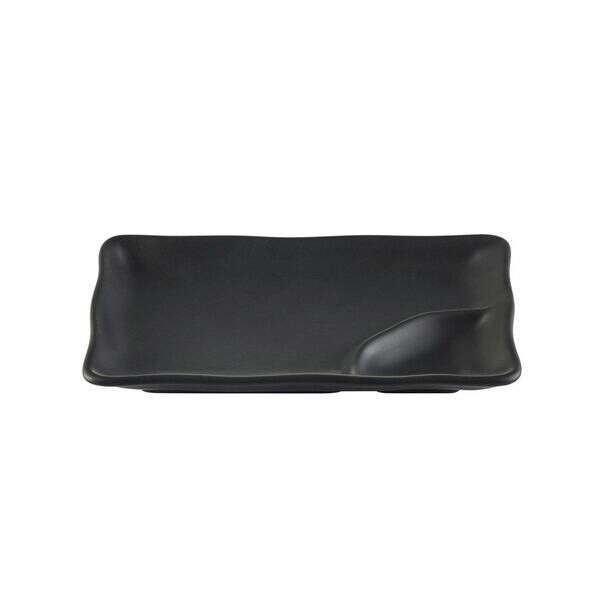 C.A.C. 666-77-BLK, 8x4-Inch Black Platter with Triangular Compartment, 2 DZ/CS