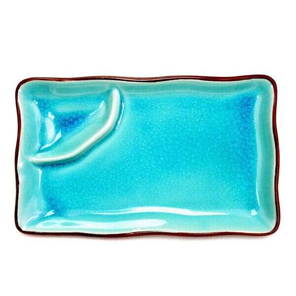 C.A.C. 666-77-BLU, 8x4-Inch Blue Platter with Triangular Compartment, 2 DZ/CS