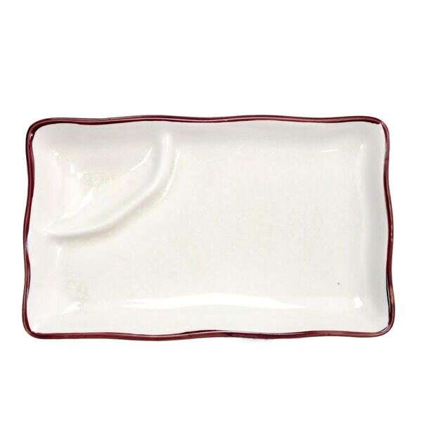 C.A.C. 666-77-W, 8x4-Inch White Platter with Triangular Compartment, 2 DZ/CS