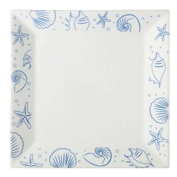 C.A.C. ATC-SQ21, 12x12-Inch Atlantic Seashell Porcelain Plate, DZ