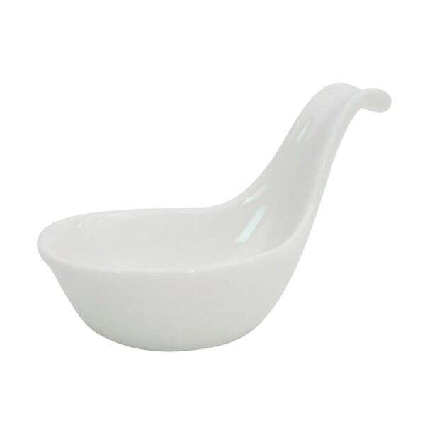 C.A.C. BH-104, 4x2.25x2.25-Inch 1 Oz Bone White Porcelain Mini Oval Dish with Handle, 3 DZ/CS