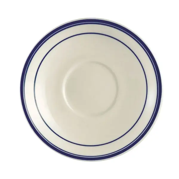 C.A.C. BLU-36, 4-Inch Stoneware Saucer fot BLU-35 Cup with Blue Rim, 3 DZ/CS