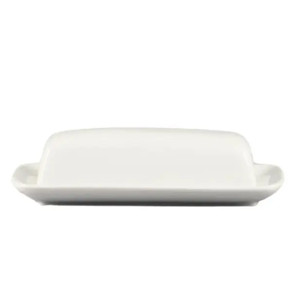 C.A.C. BTD-8, 8.25-Inch White Porcelain Butter Dish with 6.75-Inch Cover, 12-Set/CS