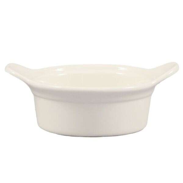 C.A.C. CAS-22, 15 Oz 7.25-Inch Bone White Stoneware Casserole with Handles, 2 DZ/CS