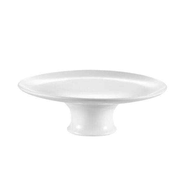 C.A.C. CKST-21F, 12-Inch White Porcelain Cake/Fruit Plate with Foot, 6 PC/CS