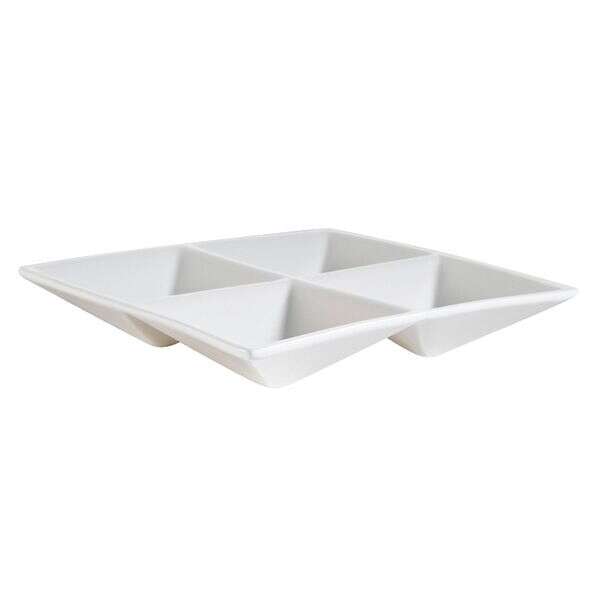 C.A.C. CMP-A7, 6.5-Inch White Porcelain 4 Section Square Dish, 2 DZ/CS