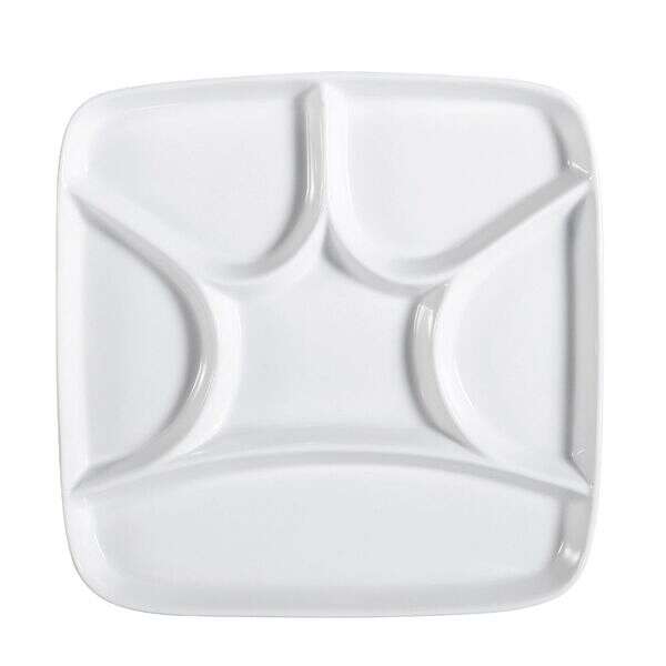 C.A.C. CMP-SQ8, 8.5-Inch Porcelain Crown Compartment Square Tray, 2 DZ/CS