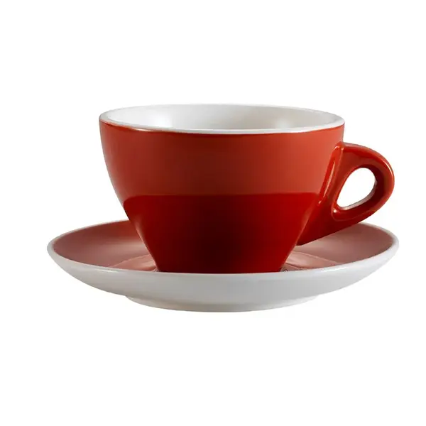 C.A.C. E-11-R, 11 Oz Red Porcelain Cup with 6.5-Inch Saucer, 24-Set/CS