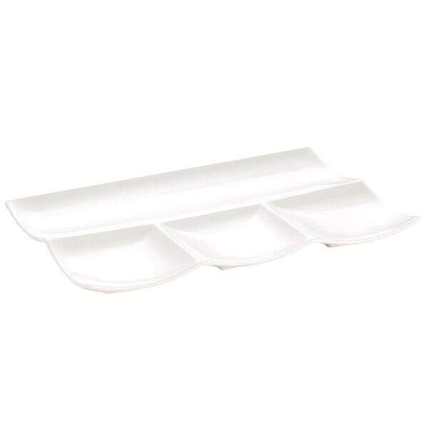 C.A.C. F-12S, 12-Inch Bone White Porcelain Rectangular Platter with 4 Compartments, DZ