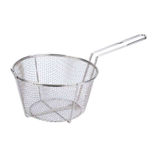 C.A.C. FBR4-11, 11.5-inch Nickel-Plated Metal Round Fry Basket 1/4-inch Mesh