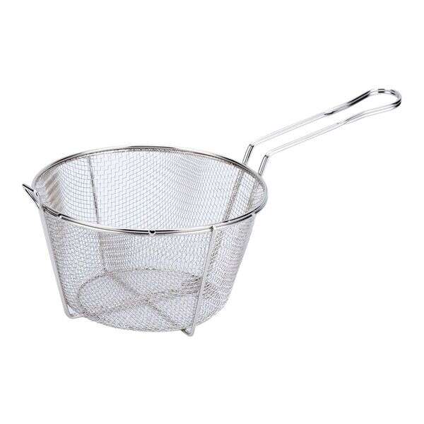 C.A.C. FBR8-008, 8.5-inch Nickel-Plated Metal Round Fry Basket 1/8-inch Mesh