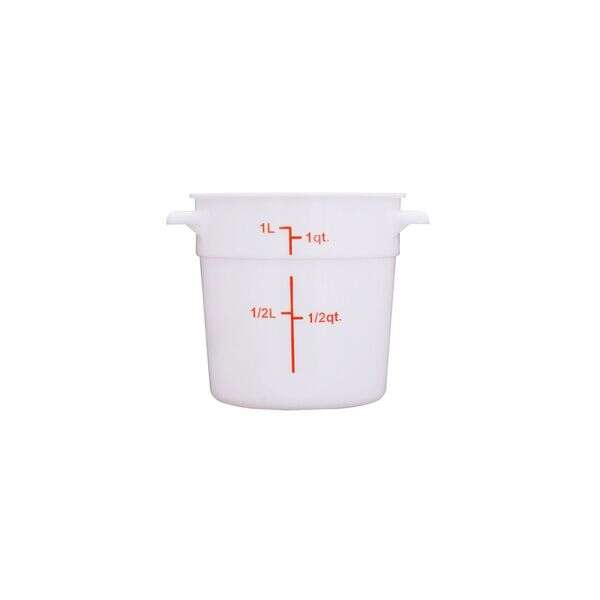 C.A.C. FS3P-1W, 1 Qt Polypropylene White Round Food Storage Container
