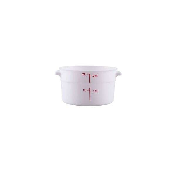 C.A.C. FS3P-2W, 2 Qt Polypropylene White Round Food Storage Container