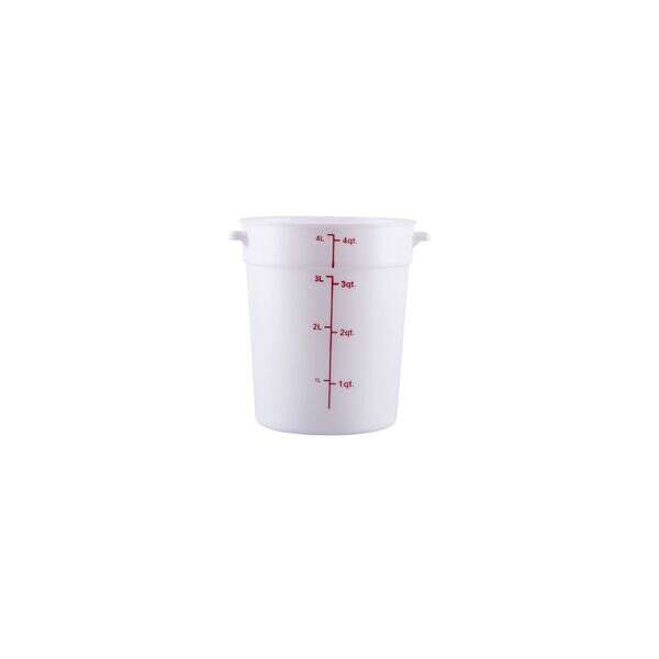 C.A.C. FS3P-4W, 4 Qt Polypropylene White Round Food Storage Container