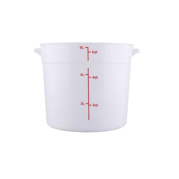 C.A.C. FS3P-6W, 6 Qt Polypropylene White Round Food Storage Container