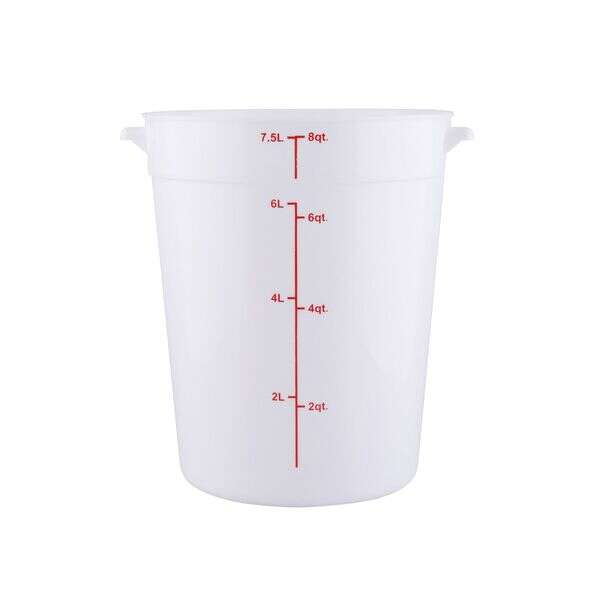 C.A.C. FS3P-8W, 8 Qt Polypropylene White Round Food Storage Container