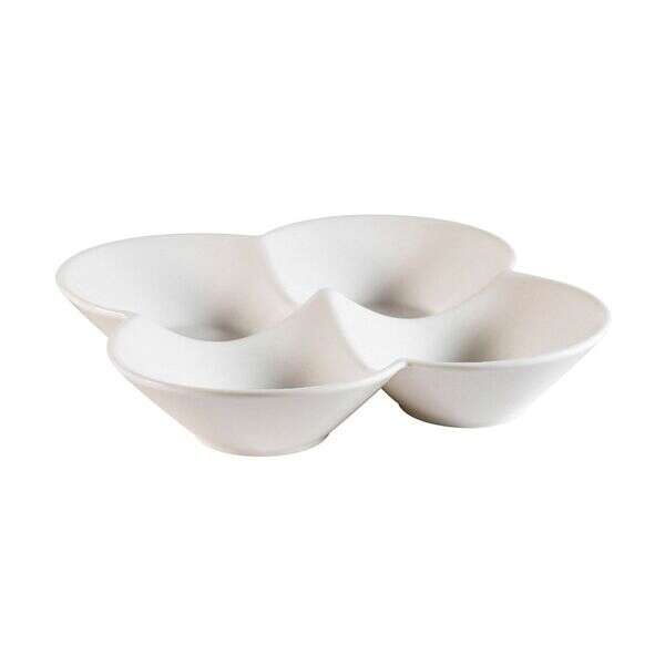 C.A.C. FWD-8, 8-Inch Bone White Four-Section Porcelain Flower Dish, 2 DZ/CS