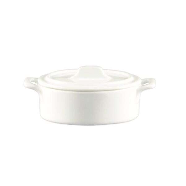 C.A.C. GMJ-6, 12 Oz 6.5-Inch Porcelain Oval Jar with Lid and 2 Handles, 3 DZ/CS