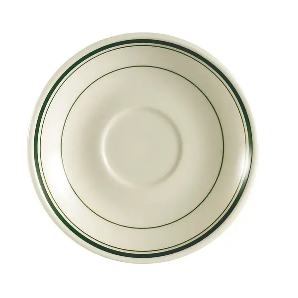 C.A.C. GS-36, 4-Inch Greenbrier Green Band Stoneware Saucer for GS-35, 3 DZ/CS