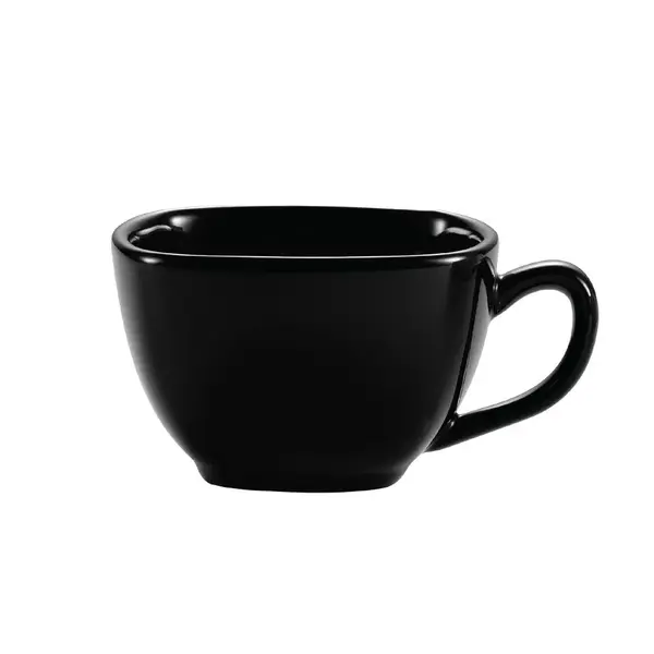 C.A.C. KC-1-BLK, 8 Oz 3.75-Inch Black Stoneware Square Cup, 3 DZ/CS