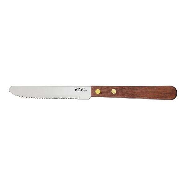 C.A.C. KWSK-45, 4.25-inch Stainless Steel Round Tip Steak Knife with Wooden Handle