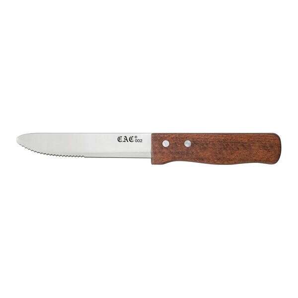 C.A.C. KWSK-50, 5-inch Stainless Steel Round Tip Steak Knife with Wooden Handle